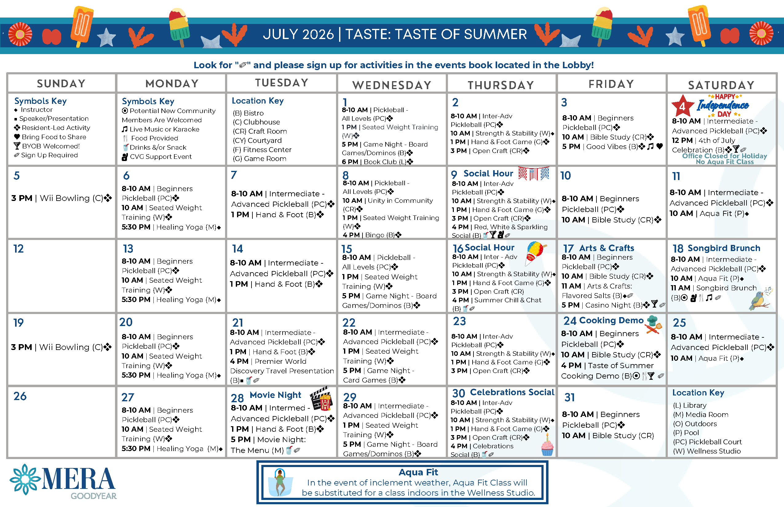 July Event Calendar July Event Calendar