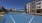 a tennis court with a net