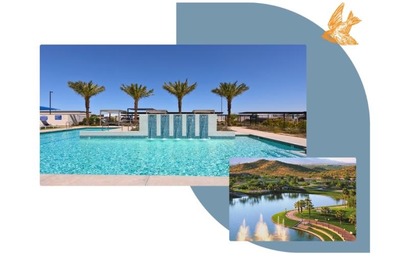 a graphic with a pool